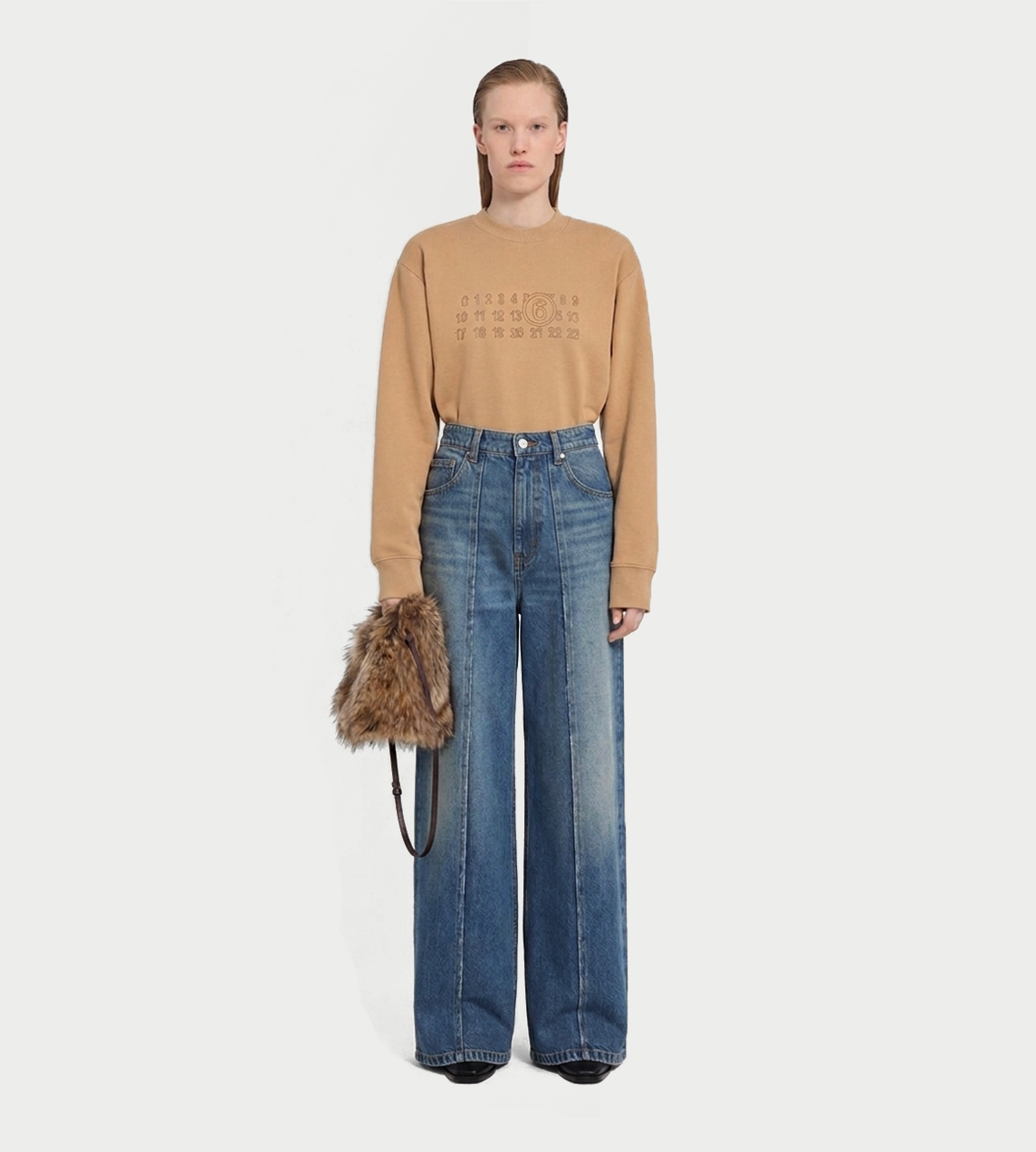 5 Pockets Wide-leg Jeans Blue