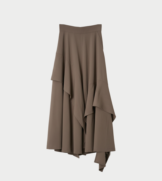 UJOH - Random Hem Flare Skirt Olive Grey