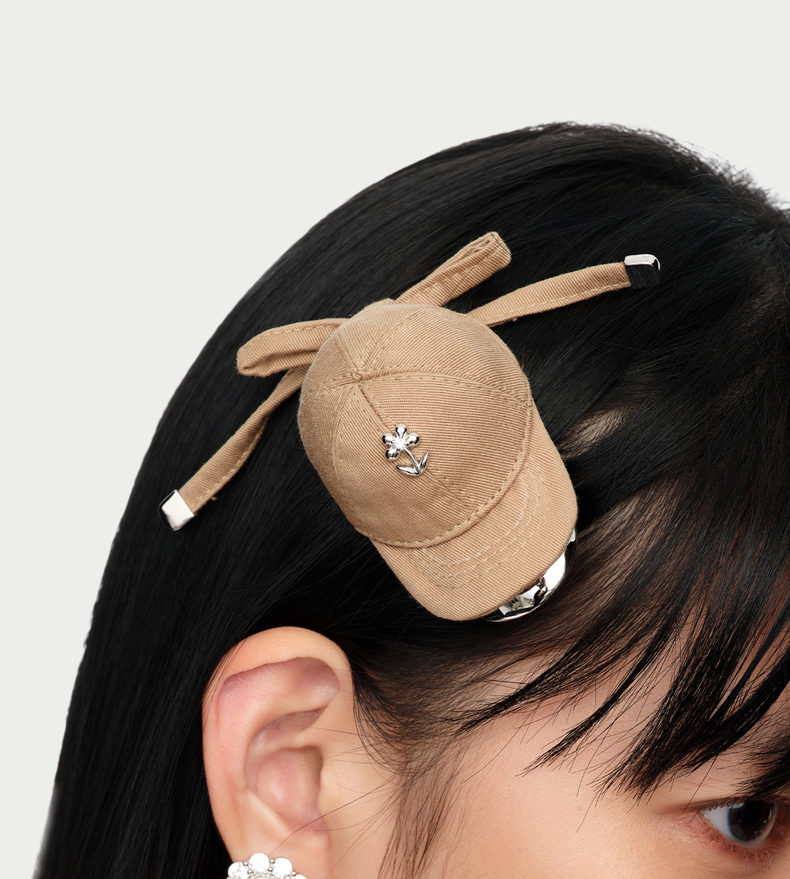 YVMIN - Fabric Hat Hair Clip Brown