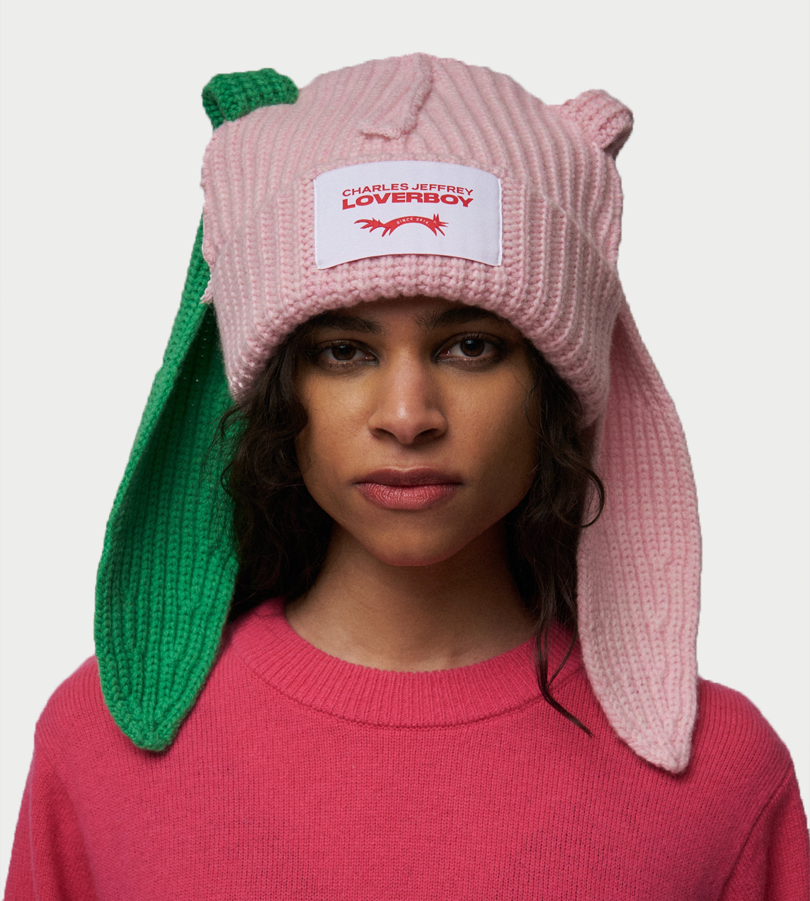 Charles Jeffrey Loverboy - Chunky rabbit beanie Pink