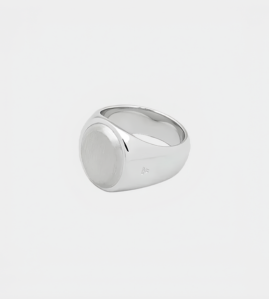 Large Oval Silver Top Signet Ring
