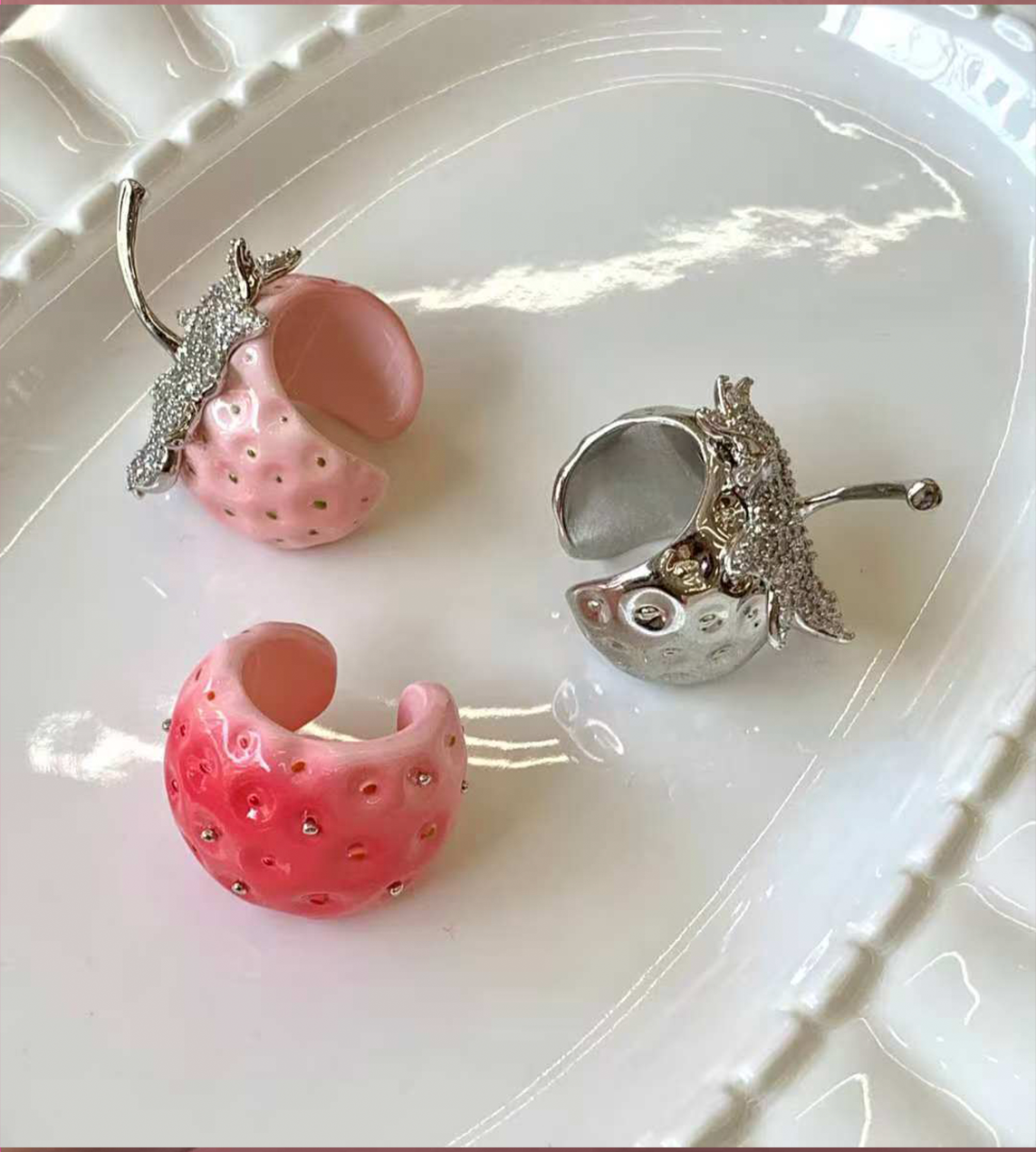 Strawberry Ear Cuff Pink