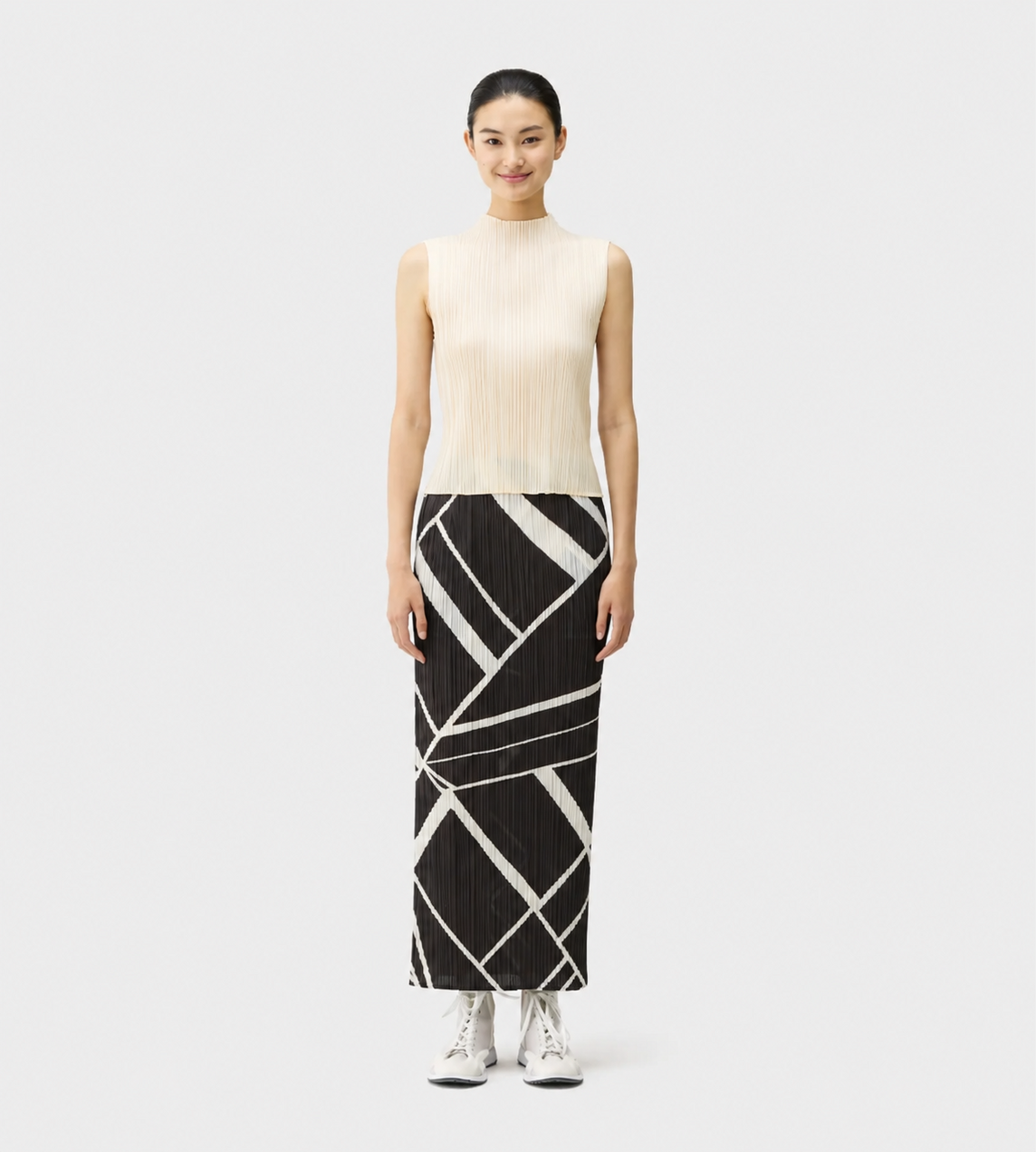 PLEATS PLEASE ISSEY MIYAKE - Fold-line Pleated Skirt Blk