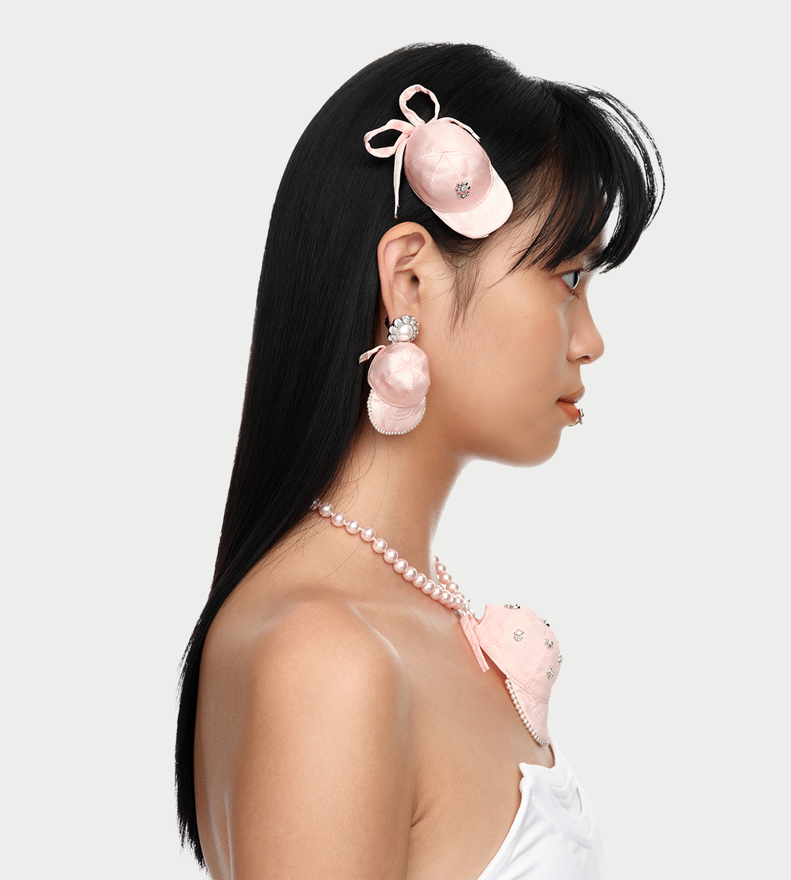 Fabric Hat Hair Clip Pink