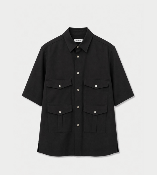 UJOH - Multi Pocket Half Sleeve Shirt Blk