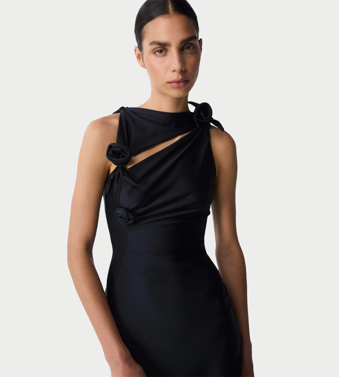 COPERNI - Asymmetric Flower Mini Dress Blk