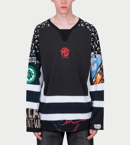 MARINE SERRE - Regenerated Graphic LS Hockey Top Multi.Blk