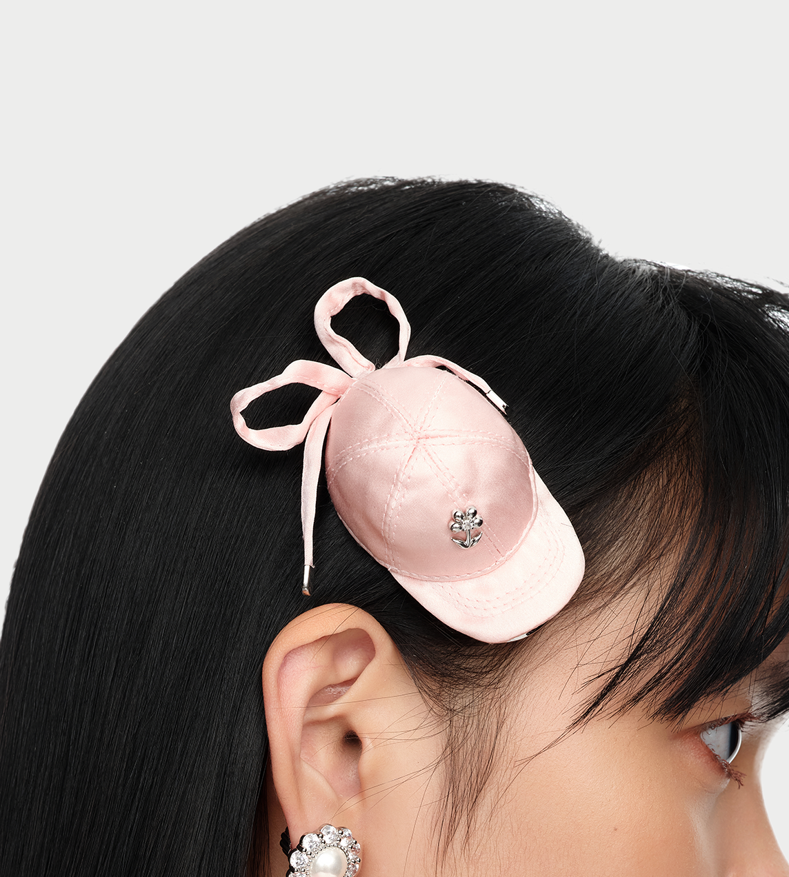 Fabric Hat Hair Clip Pink