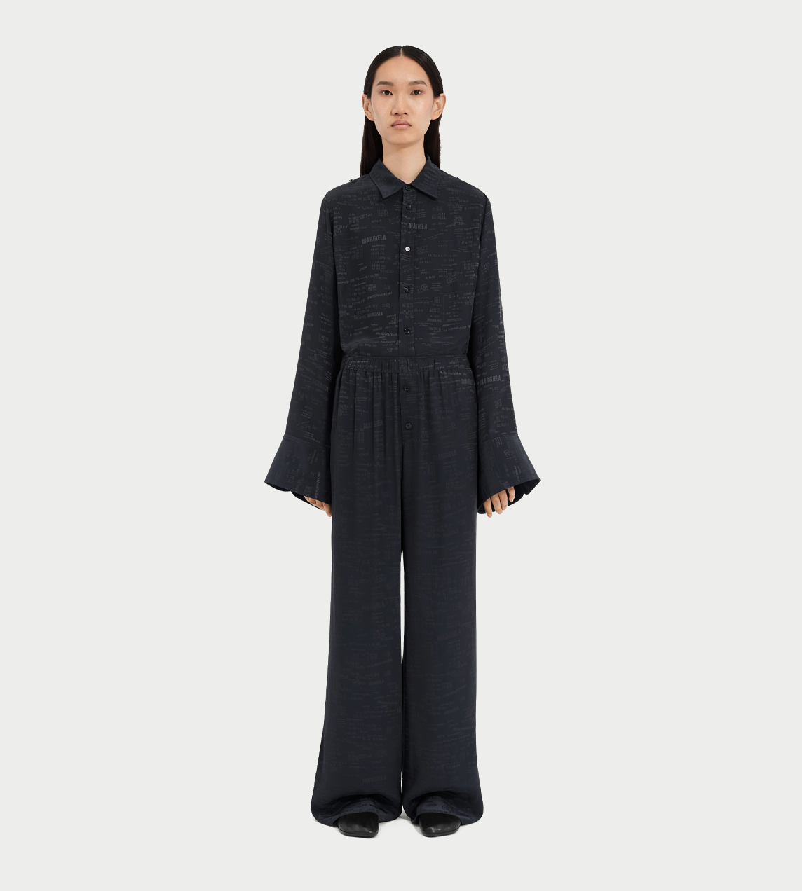 MM6 MAISON MARGIELA - Buttoned Patterned Straight Trousers Anthracite