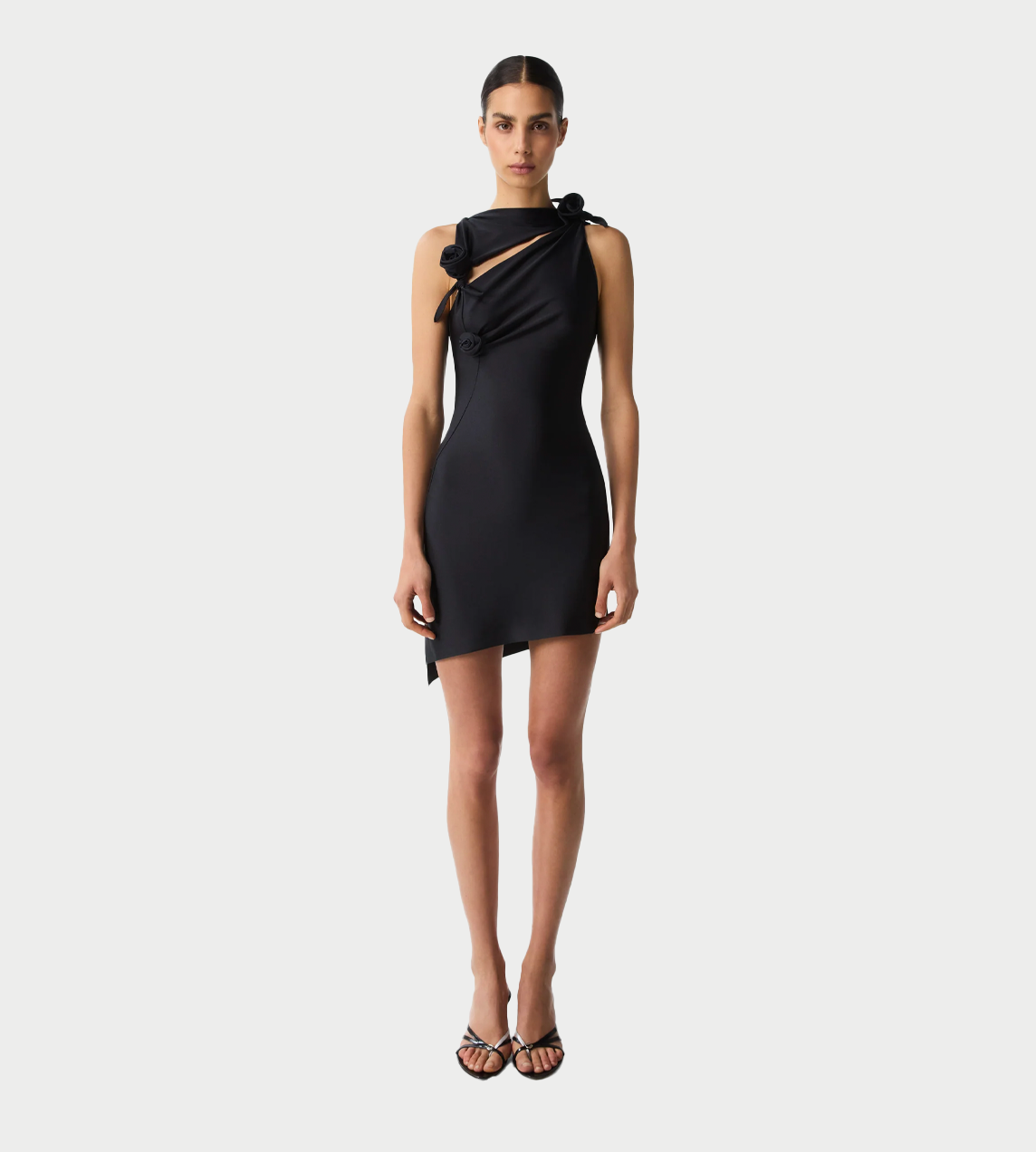 COPERNI - Asymmetric Flower Mini Dress Blk