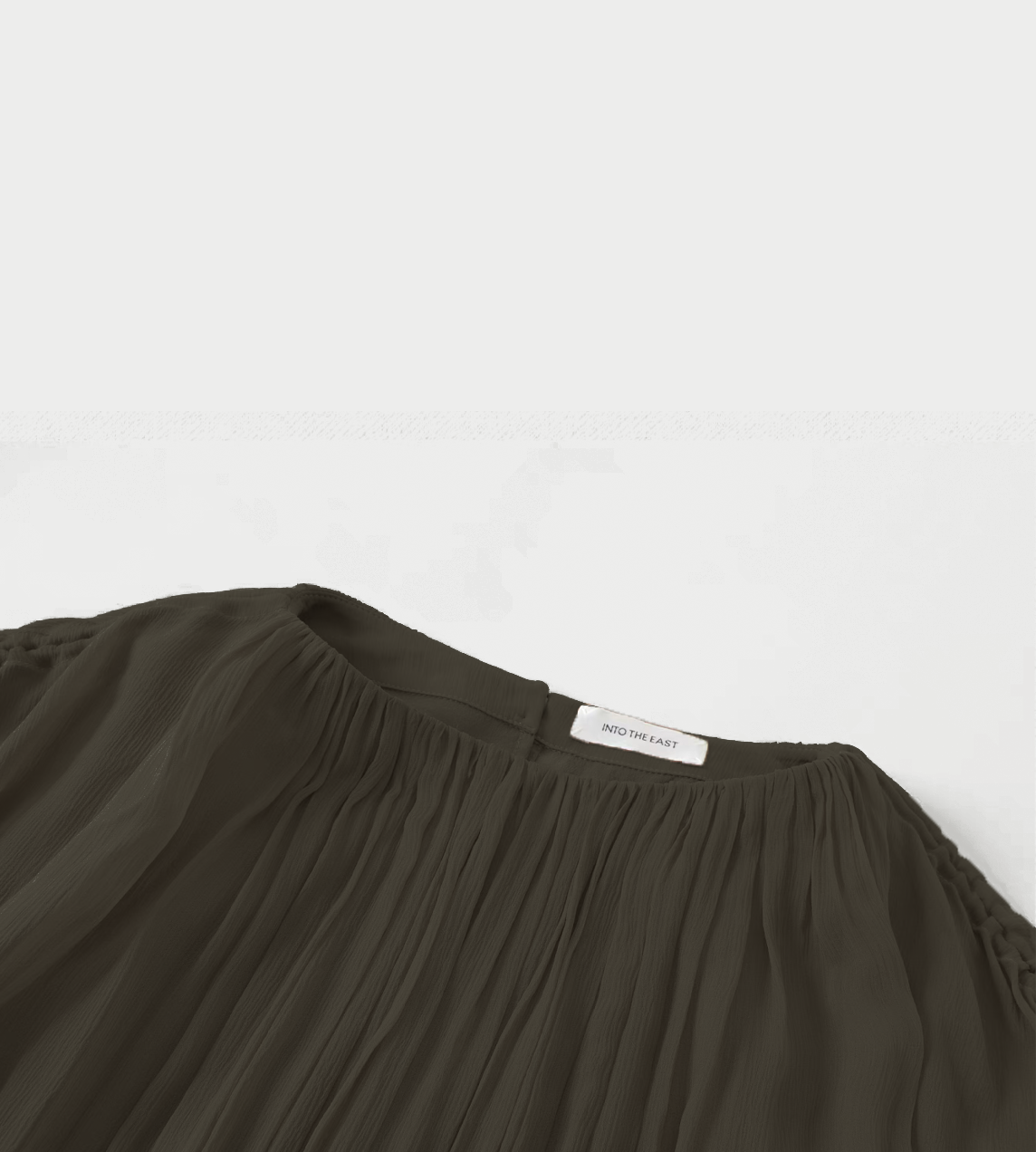 Shoulder Sleeve Drawstring Top Olive Green