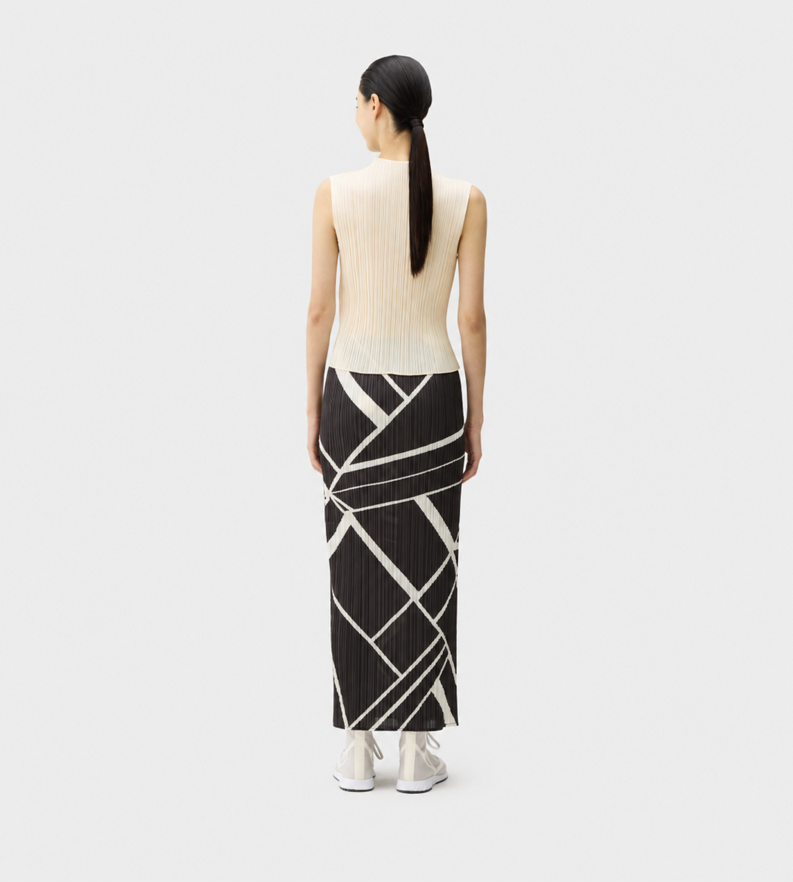 PLEATS PLEASE ISSEY MIYAKE - Fold-line Pleated Skirt Blk