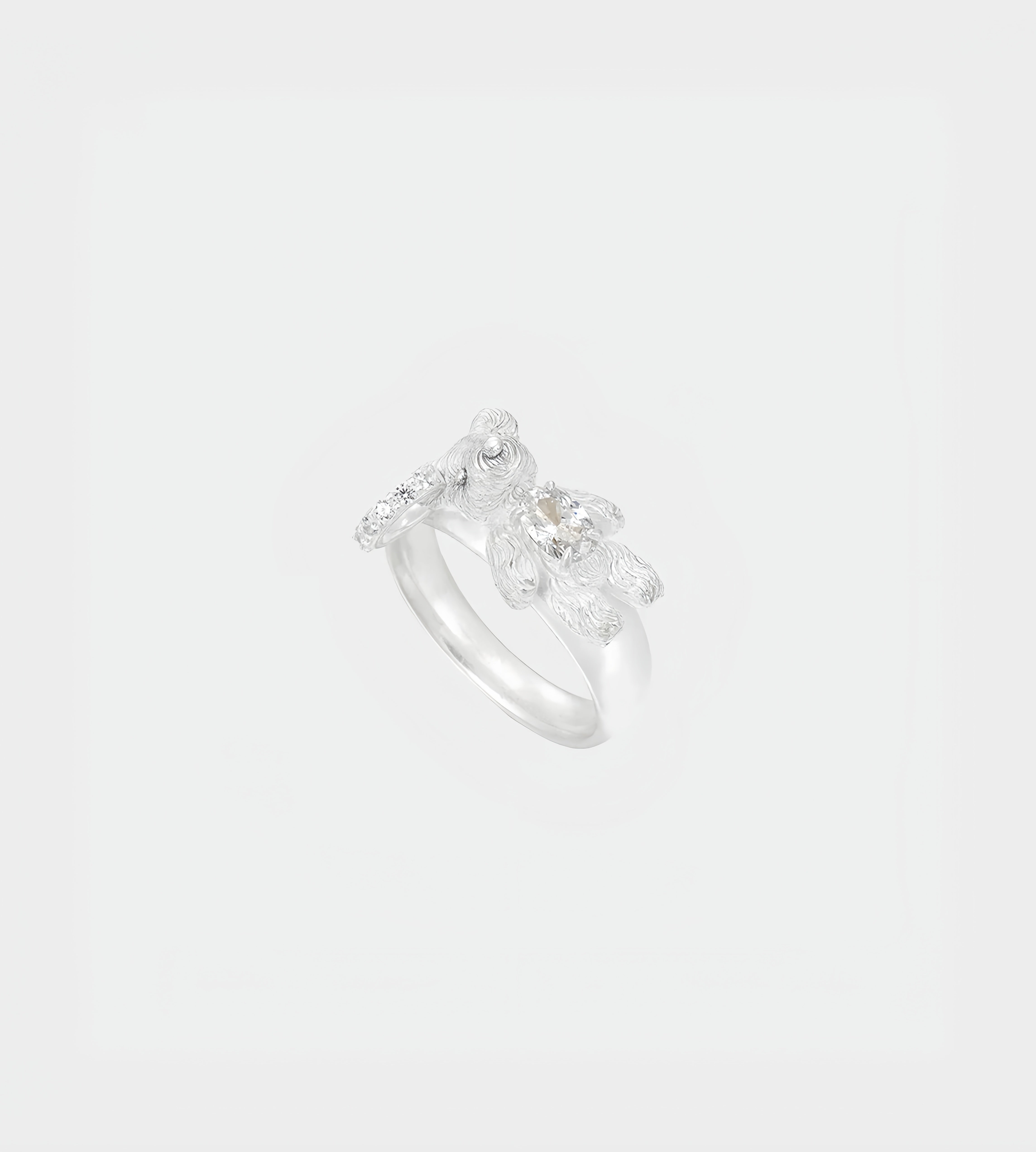 YVMIN - Carved Metal Mini Bear Ring White