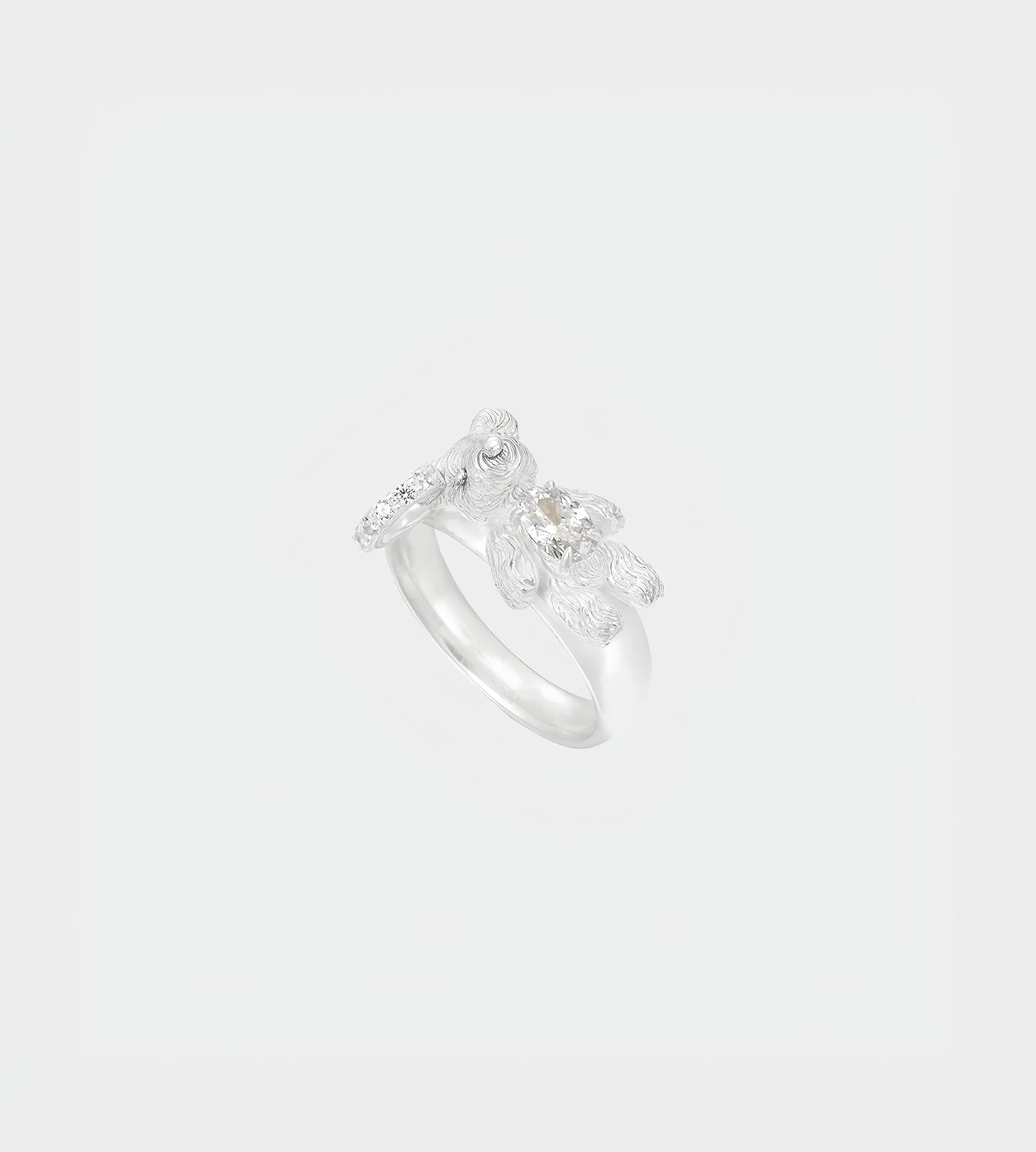 YVMIN - Carved Metal Mini Bear Ring White