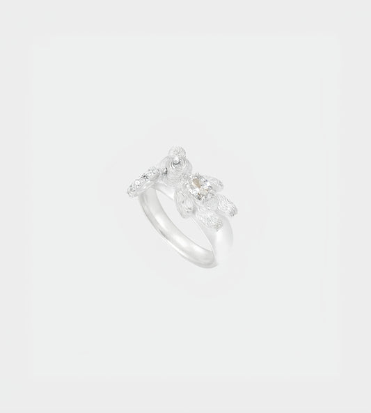 YVMIN - Carved Metal Mini Bear Ring White