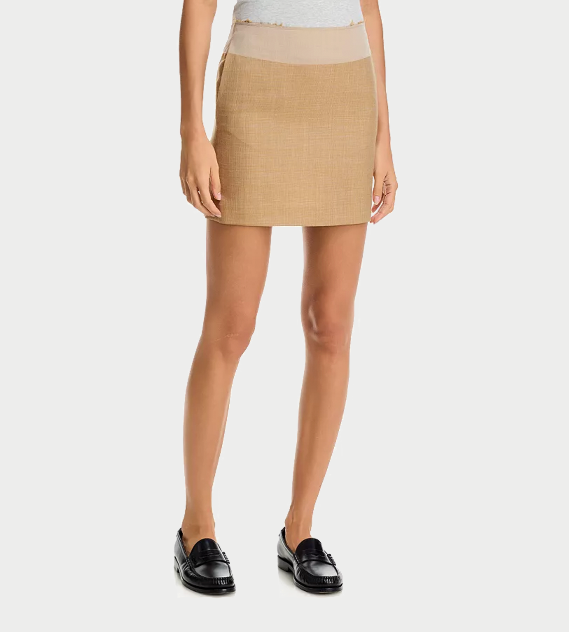 Two-tone Mini Skirt Beige