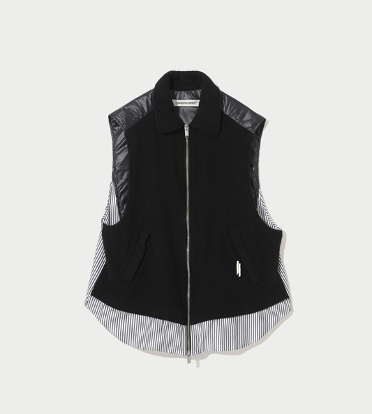 UNDERCOVER - Felted Wool Quilted Vest Blk