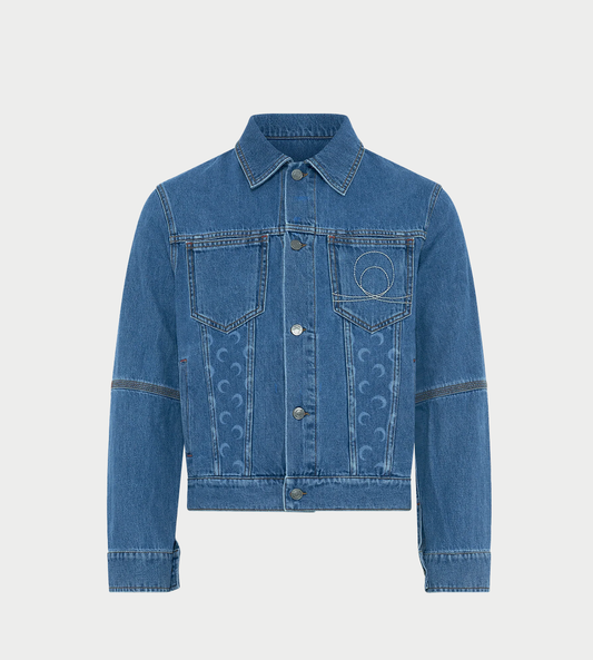 MARINE SERRE - Moon Laser Denim Trucker Jacket Lt Blue