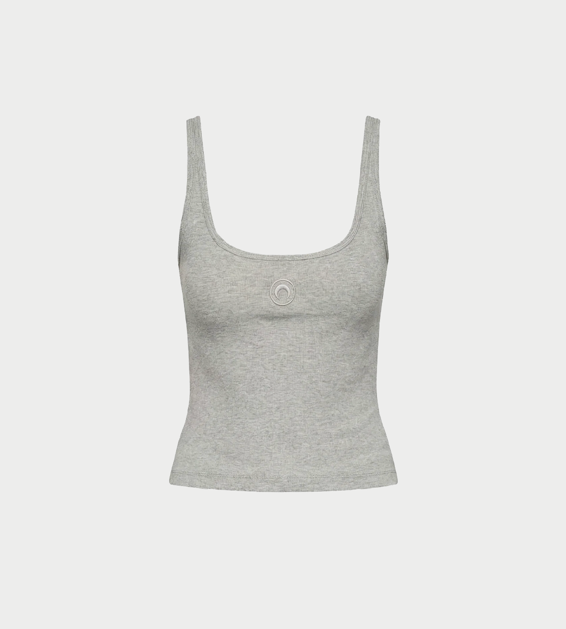 MARINE SERRE - Moon Logo Ribbed Jersey Cropped Tank Top Grey