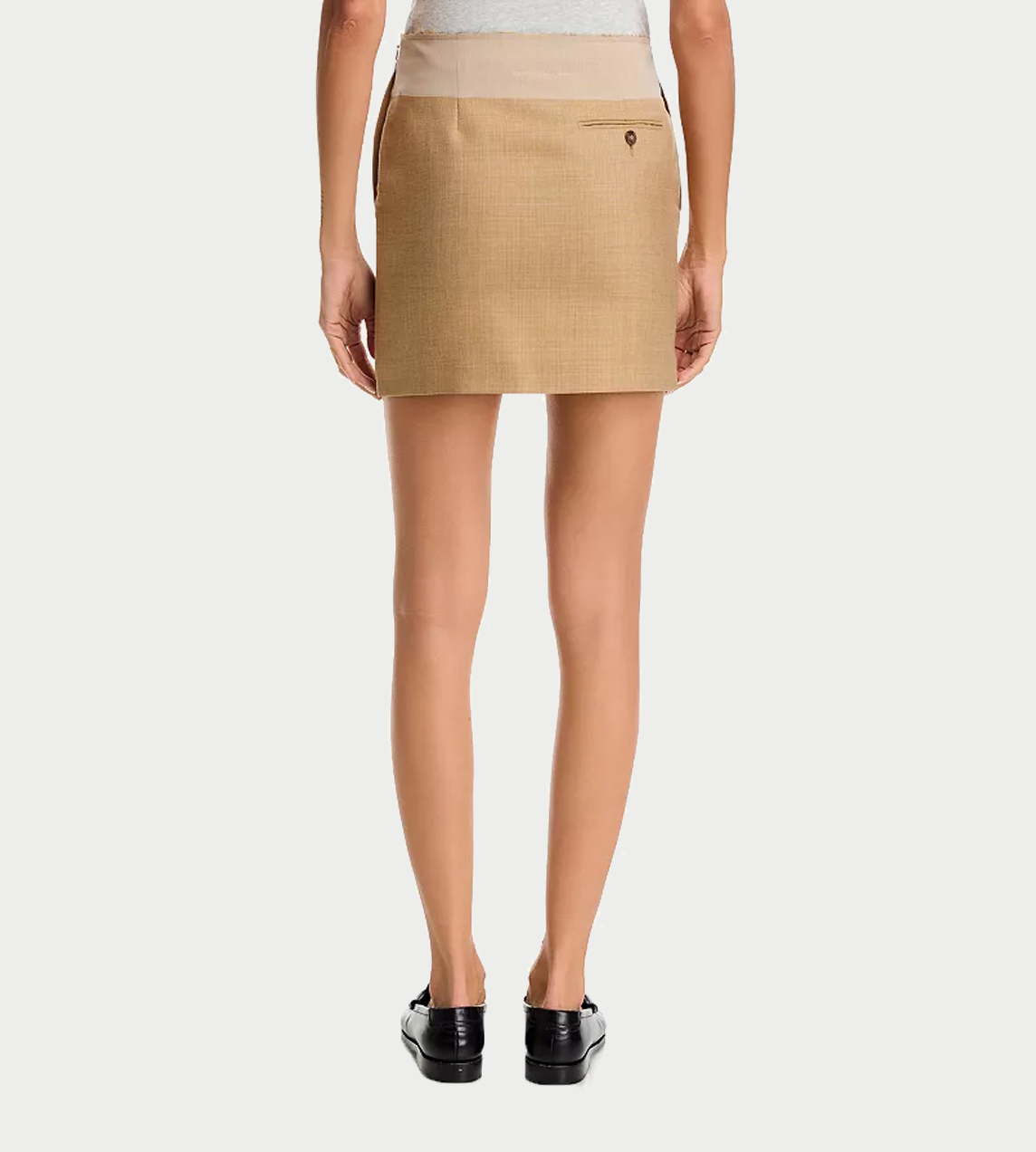 Two-tone Mini Skirt Beige