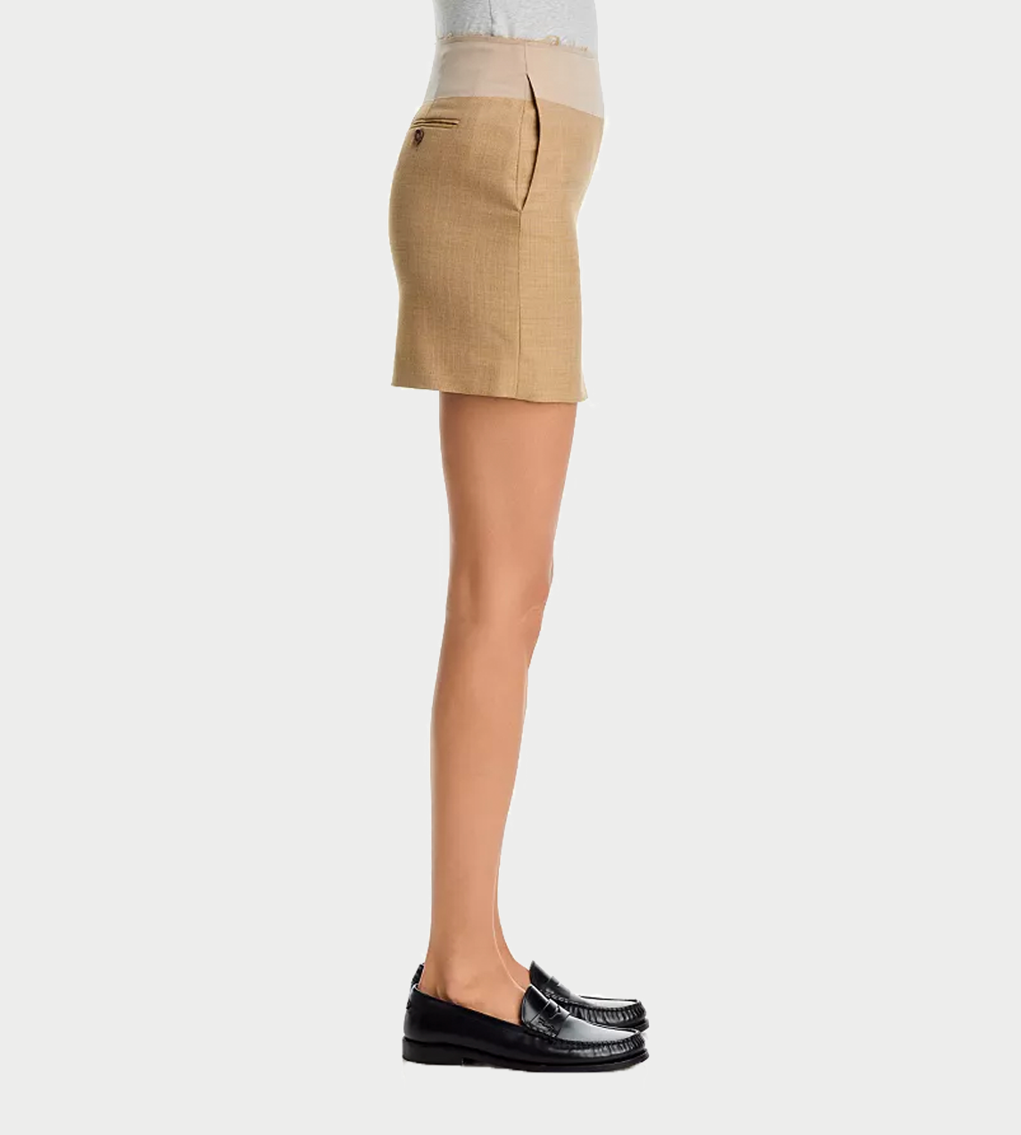Two-tone Mini Skirt Beige