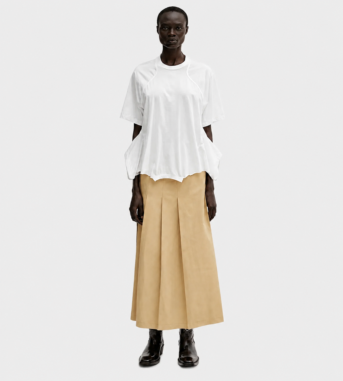 Maxi Flared Skirt Beige