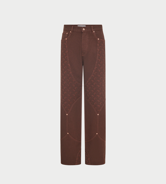 MARINE SERRE - Moon Jacquard Twill Workwear Pants Brown