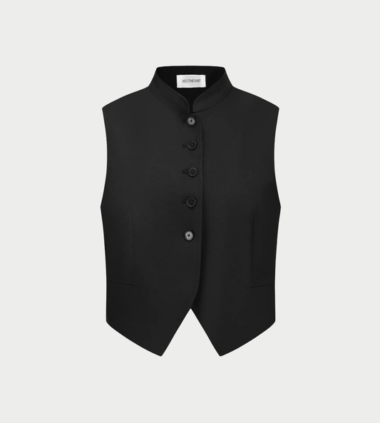 INTO THE EAST - Stand Collar Vest Black