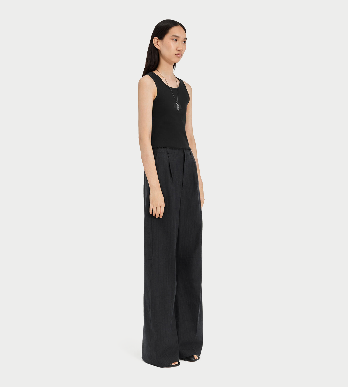 MM6 MAISON MARGIELA - Buttoned Patterned Straight Trousers Anthracite