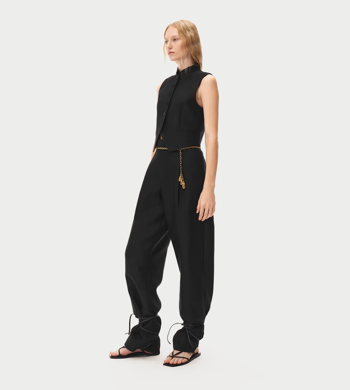 INTO THE EAST - Stand Collar Vest Black