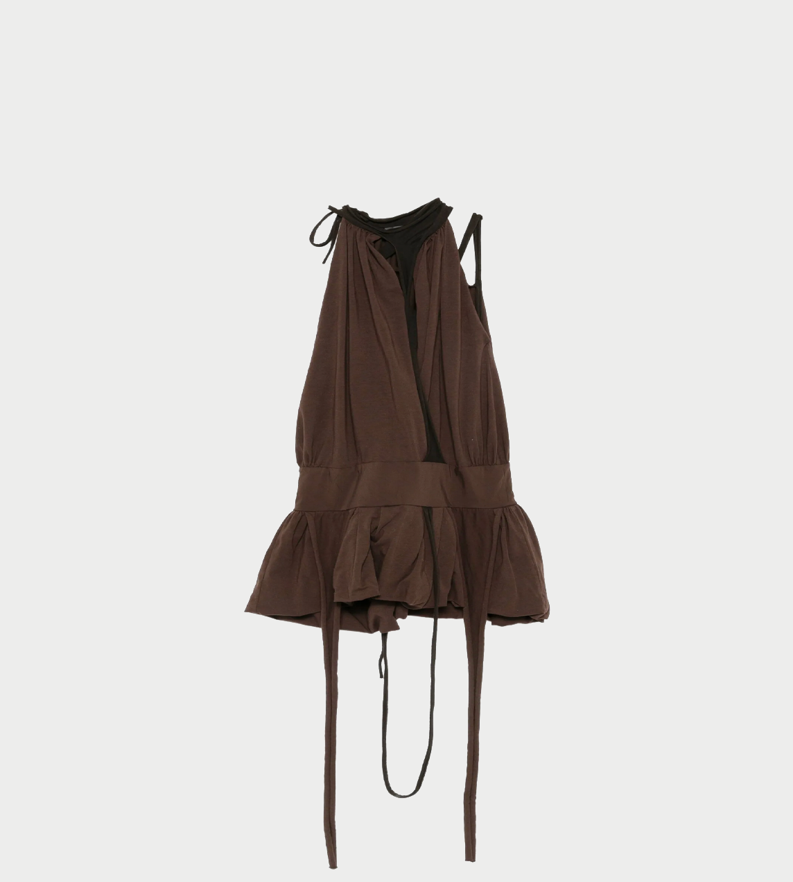 OTTOLINGER - Jersey Neck holder Balloon Dress Brown
