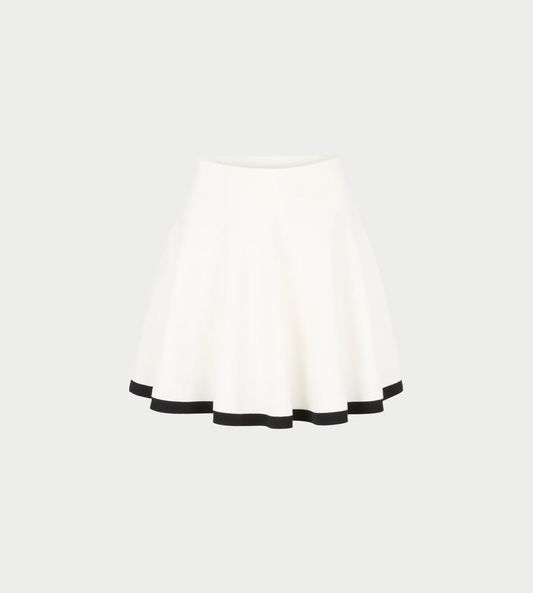 NINA RICCI - Contrasted Knit Mini Skater Skirt White