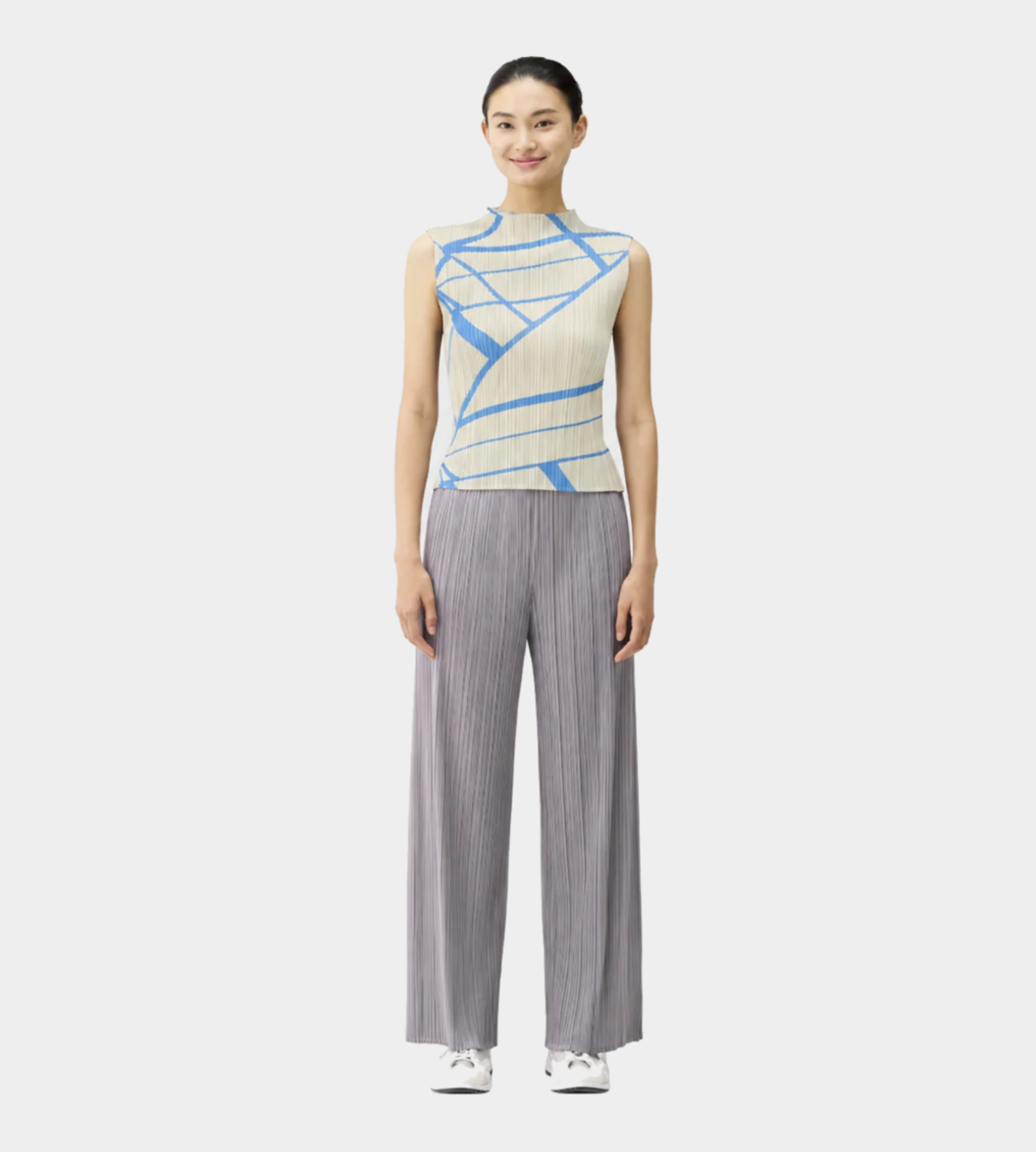 PLEATS PLEASE ISSEY MIYAKE - Fold-line Sleeveless Top White