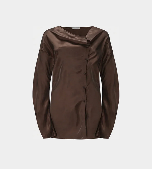 RUOHAN - Cognac Amir Button-Up Blouse Brown