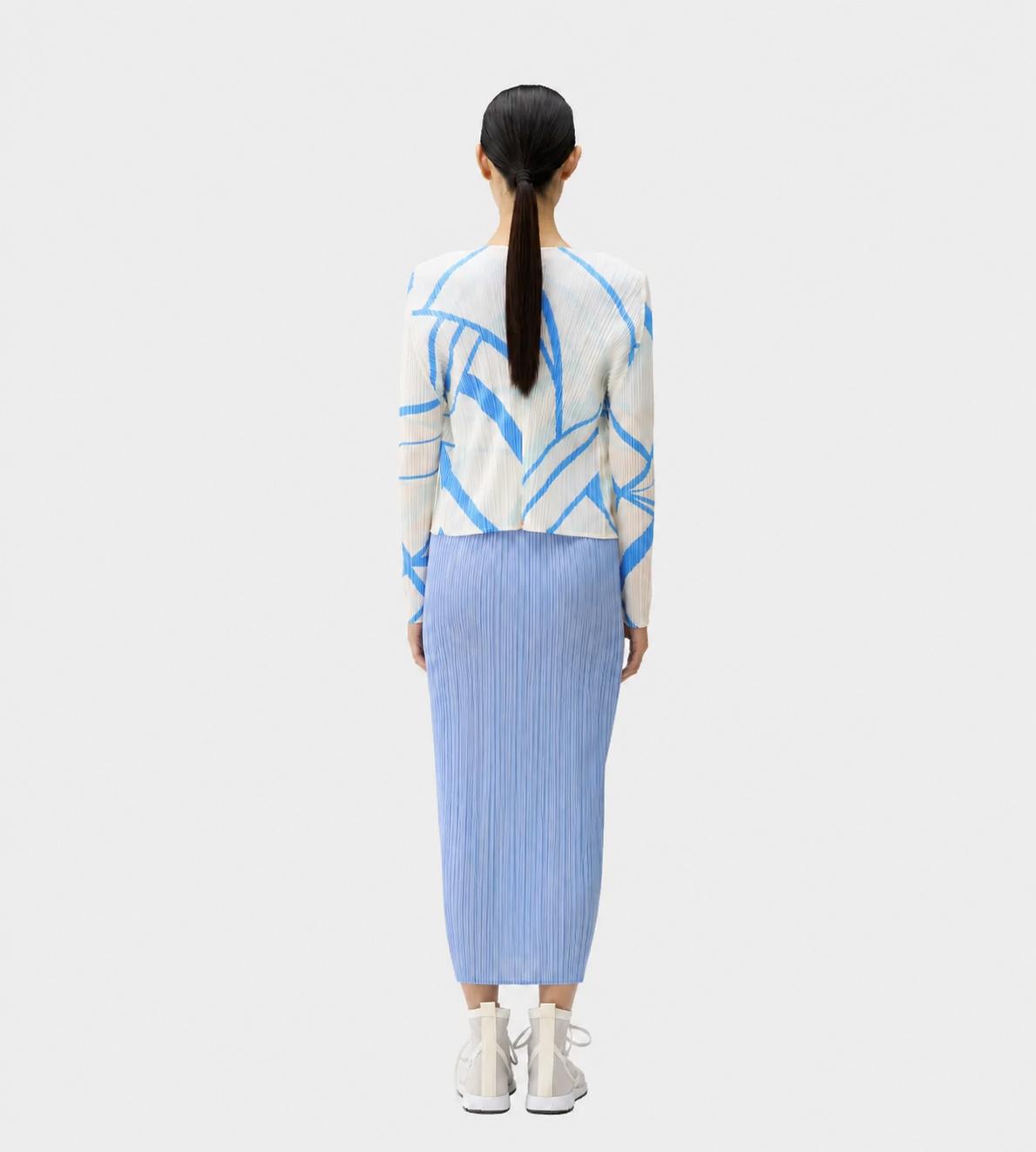 Fold-line Pleated Cardigan White