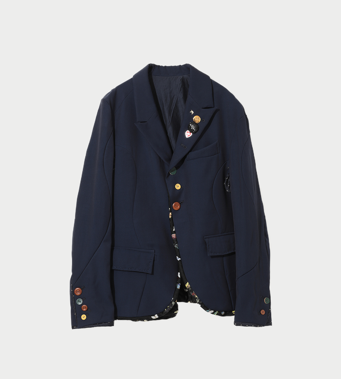 Asymmetric Wool Jacket Navy