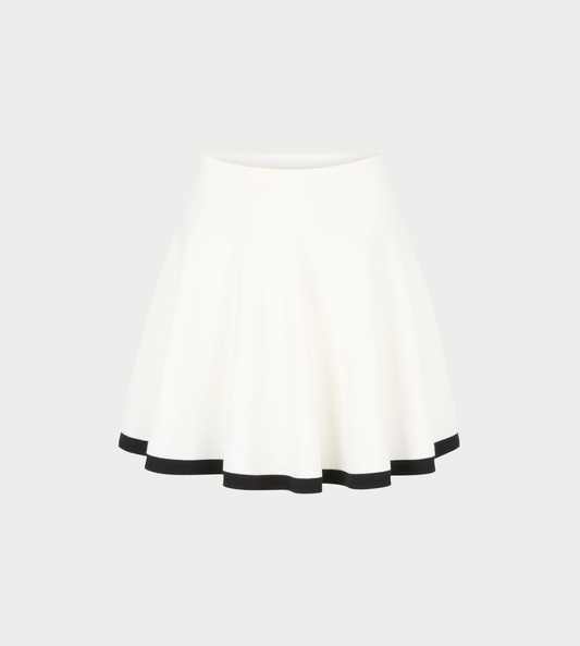 NINA RICCI - Contrasted Knit Mini Skater Skirt White