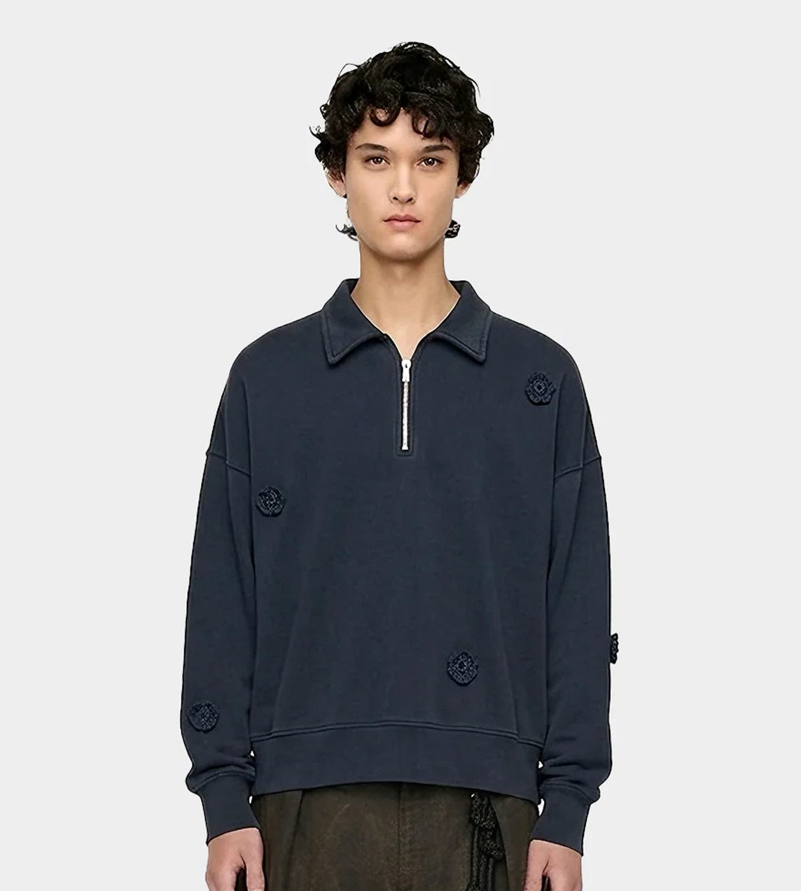 SONG FOR THE MUTE - "Daisy" Quarter Zip Jumper Navy
