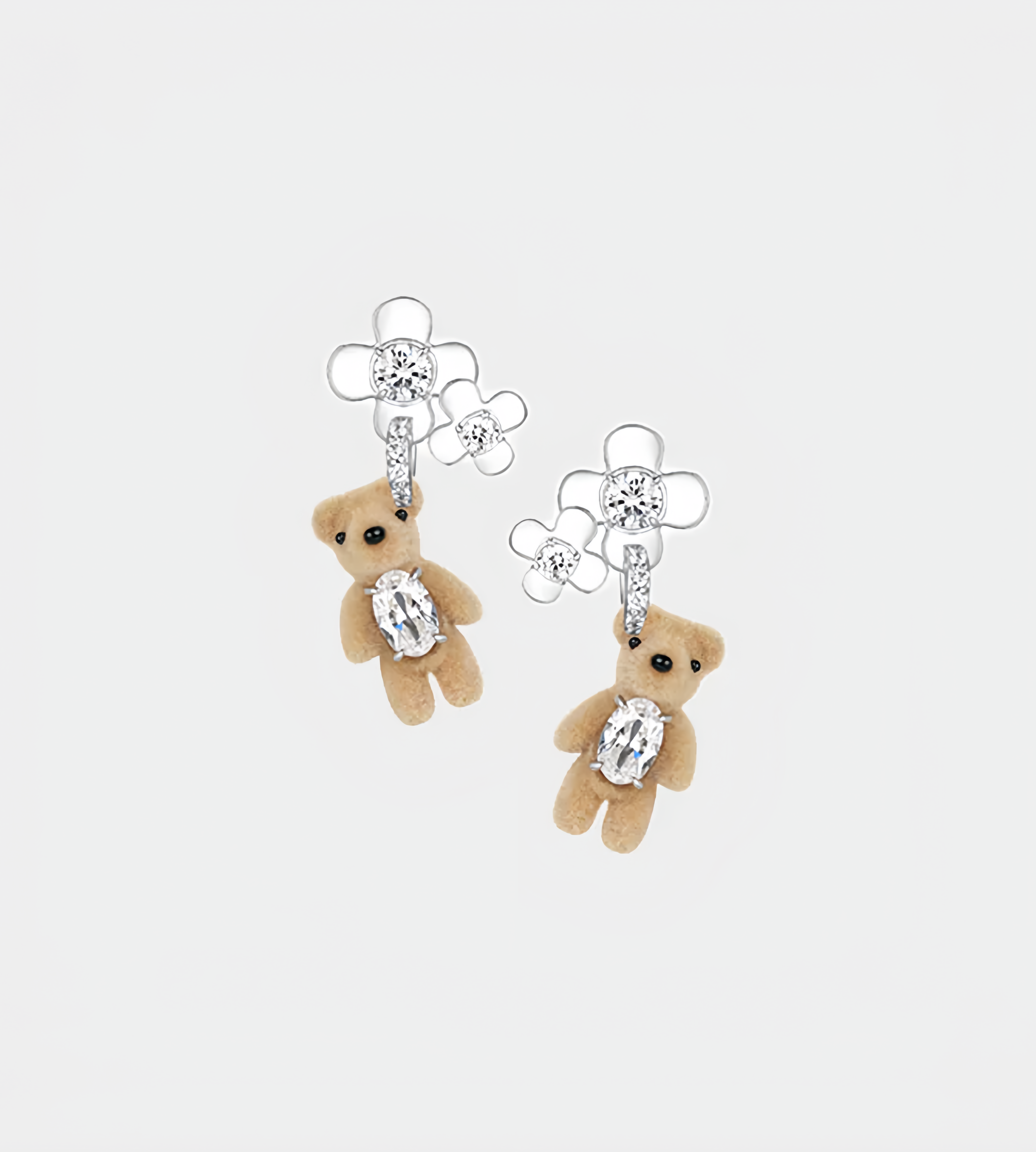 YVMIN - Mini Flocked Bear Flowers Earring