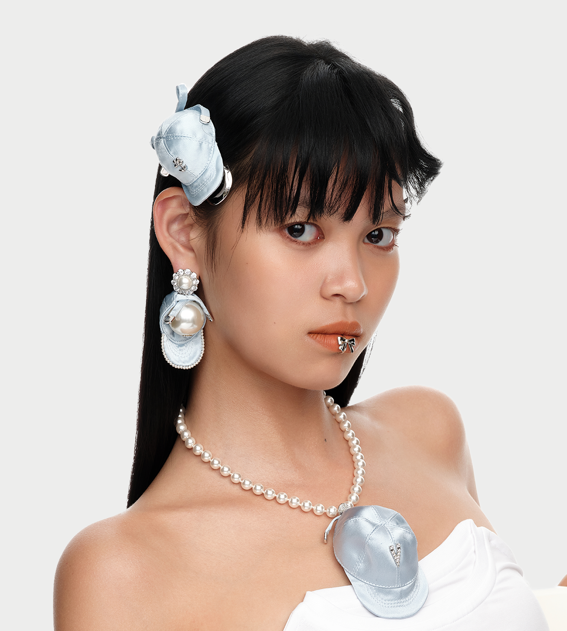 Fabric Hat Hair Clip Blue