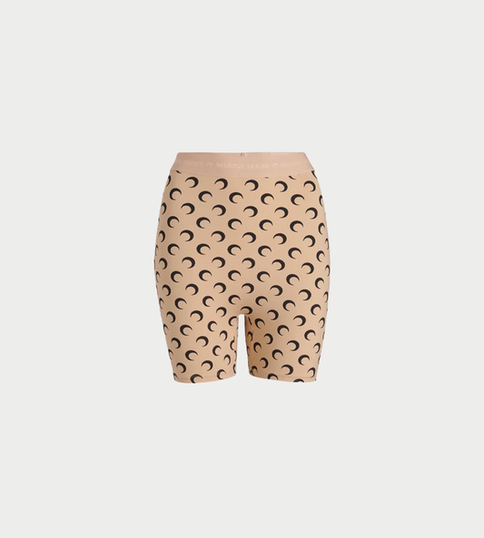MARINE SERRE - Moon Printed Yoga Shorts Tan