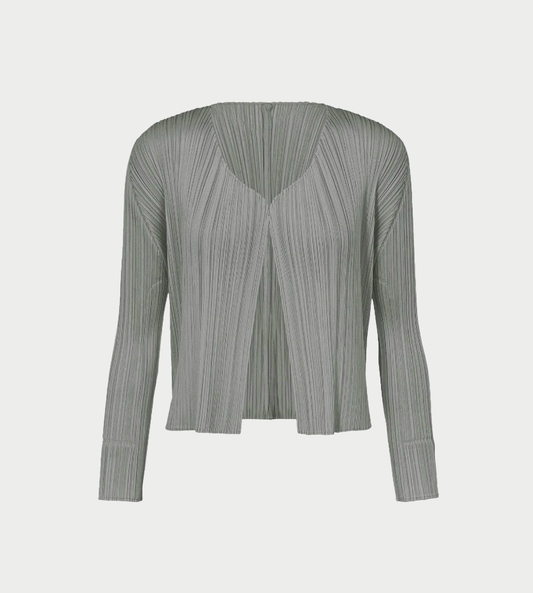 PLEATS PLEASE ISSEY MIYAKE - Basic Pleated Cardigan Grey