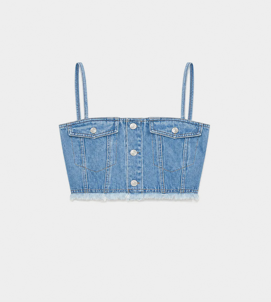 System - Raw Cut Denim Tank Top Navy