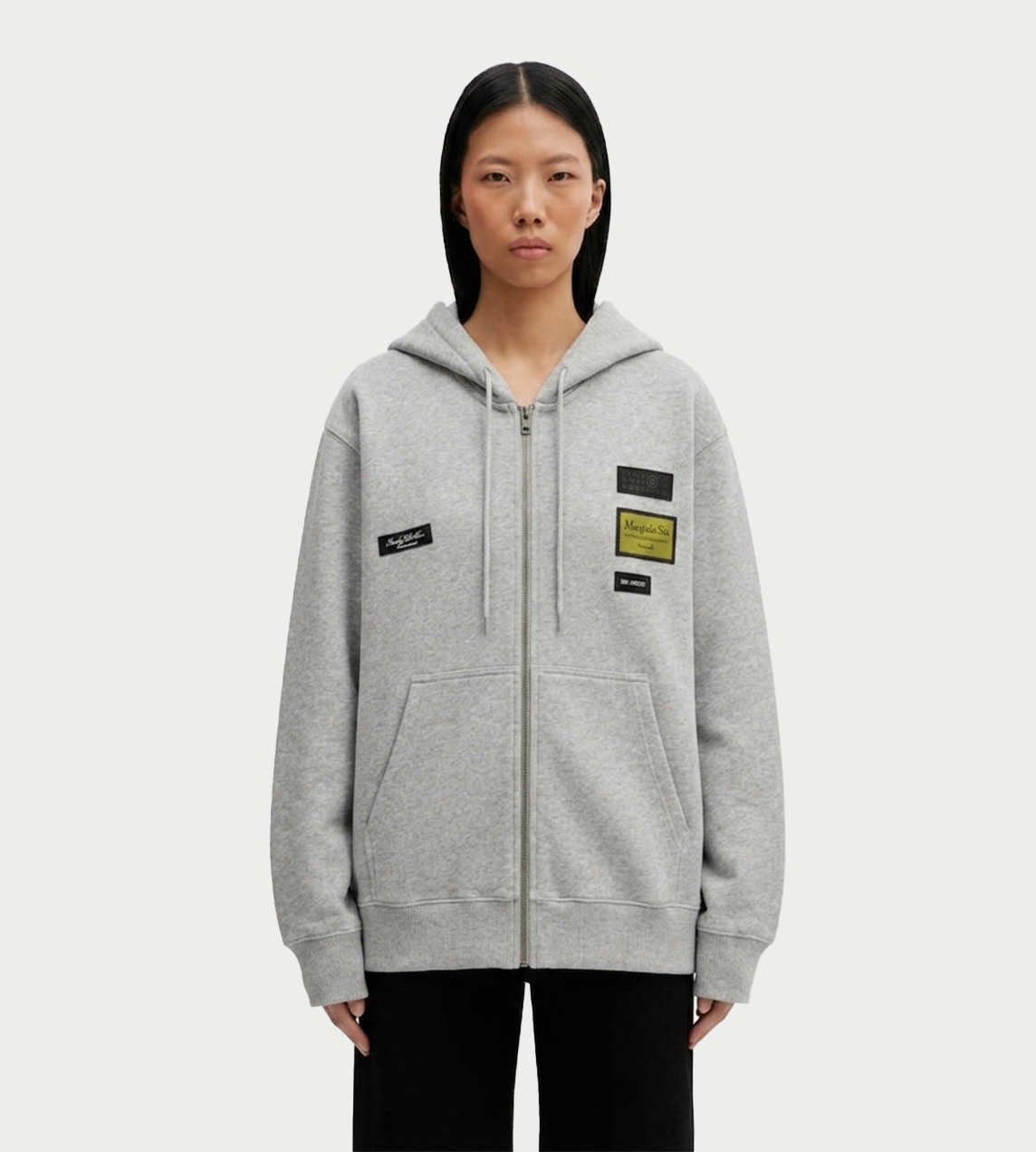 Jacquard Label Hooded Sweatshirt Grey
