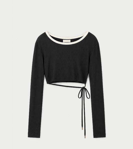 Patou - LS Link Rib T-Shirt Black