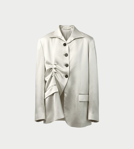 AVAVAV - Betty Pleated Blazer Satin White
