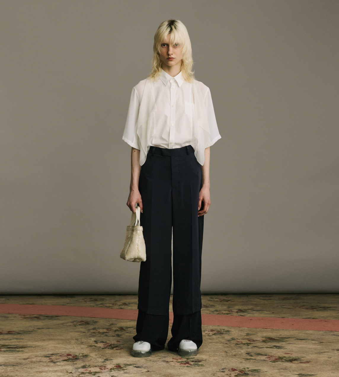 UNDEROVER - Layered Panel Short Sleeve Shirt White