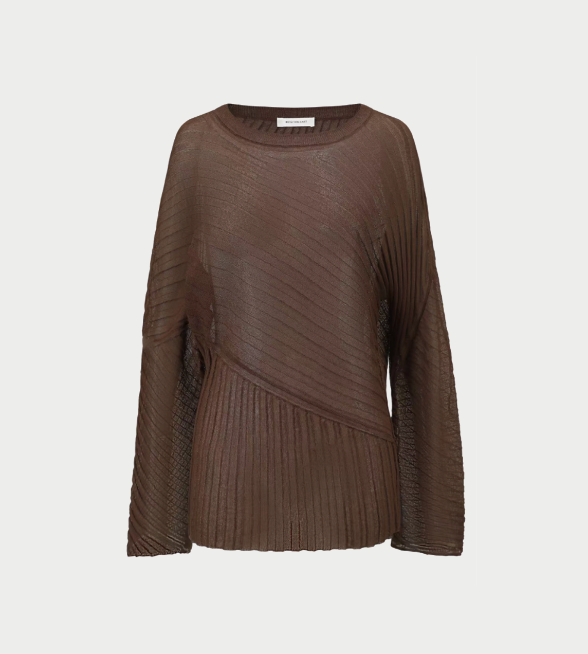 Irregular Rib Knitted L/S Top Brown