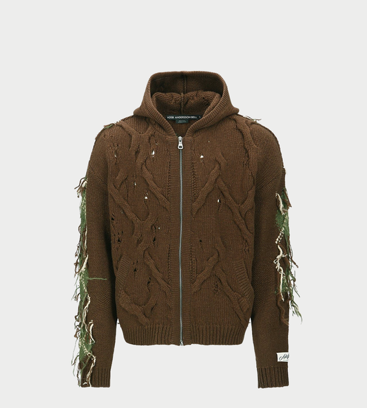 ANDERSSON BELL - Unisex Argyle Fisherman Hood Zip-up Brown