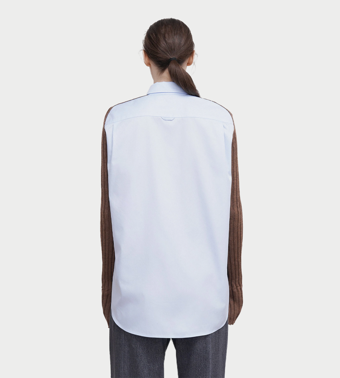 LITKOVSKA - Shirt With Ribbed-Knit Sleeves Blue/Brown